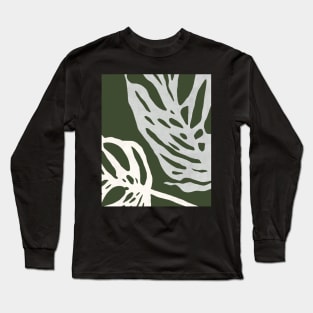 Dark green monstera leaves Long Sleeve T-Shirt